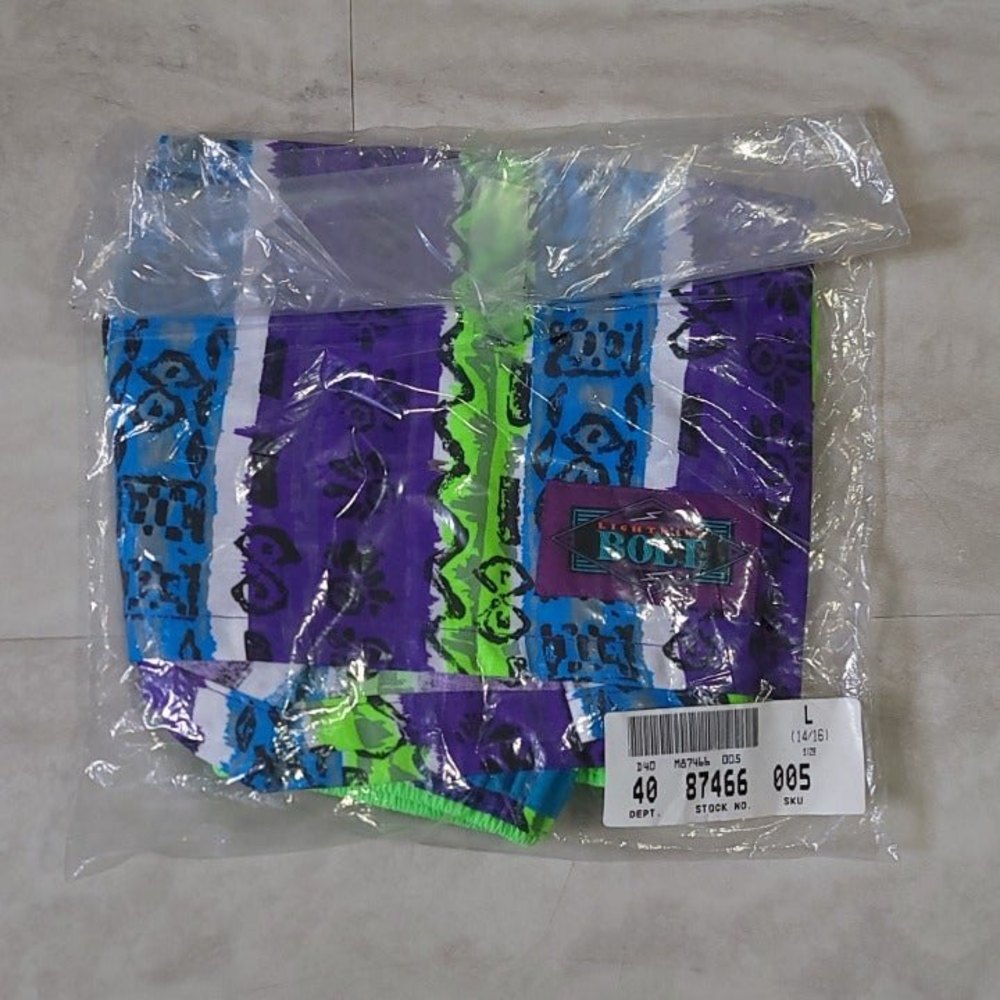 Vintage NWT Lightning Bolt Colorful Pattern Surf Board Shorts 14/16 Large
